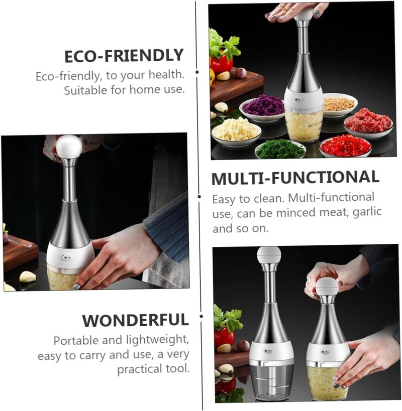 KRLZ Pressed Garlic Chopper Stainless Steel Manual Garlic Masher Handheld Push Type Garlic Crusher Labor Saving Kitchen Food Chopper Gadget for Ginger Chili Onion Salad - Image 4