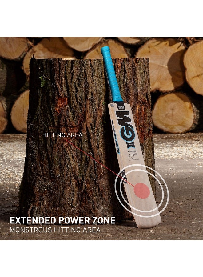 GM Light Weight Diamond Striker Kashmir Willow Cricket Bat with Cro Weave Tape on The Face with Cover, Size-6 - Image 2