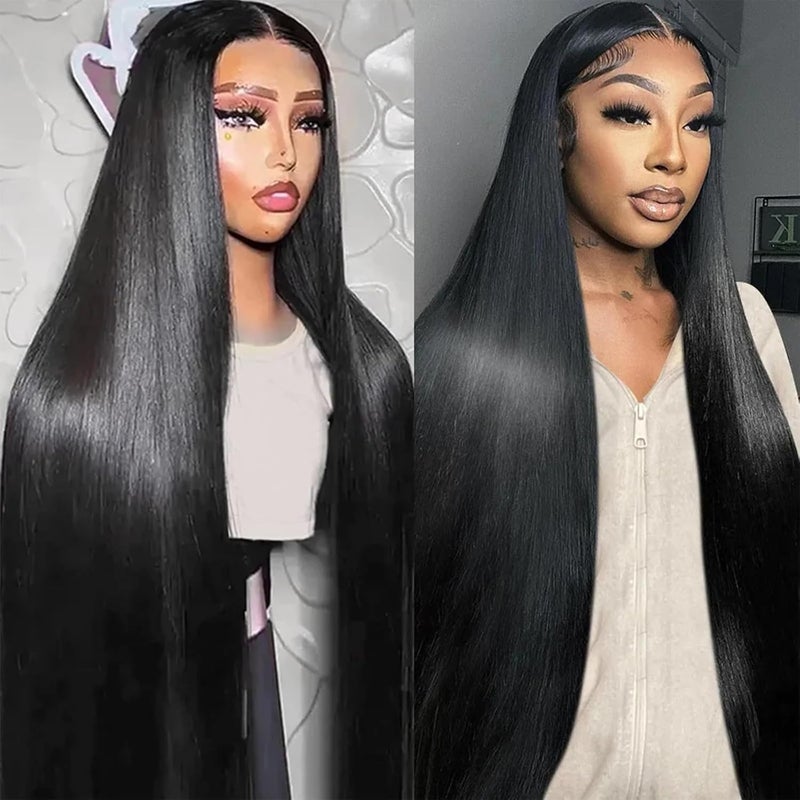 باروكة شفافة من الدانتيل مع إغلاق أمامي مقصوص مسبقًا باروكة مستقيمة للنساء السود 26 بوصة