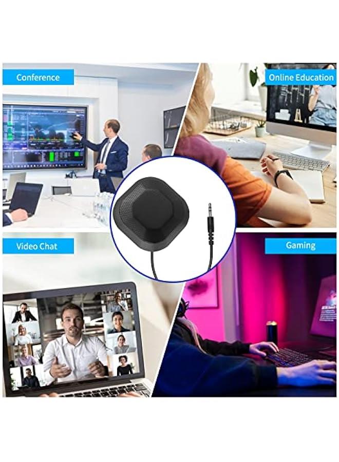 LOUJIN Portable 3.5mm Plug Conference Microphone 360° Omnidirectional Condenser Computer PC Mic Plug and Play Small Microphone for PC Laptop Video Conference Chatting Gaming Recording Online Class Sky - Image 3