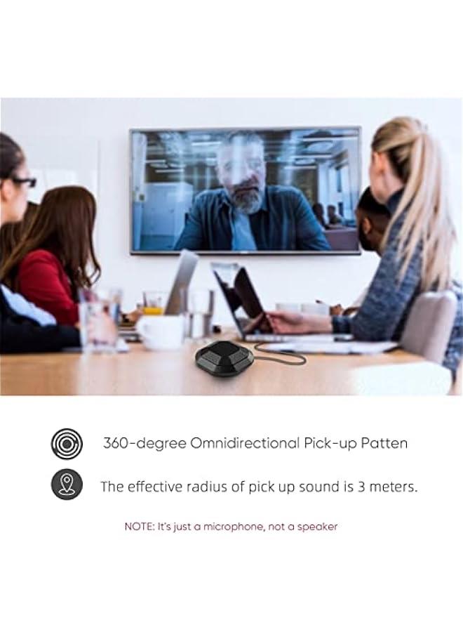 LOUJIN Portable 3.5mm Plug Conference Microphone 360° Omnidirectional Condenser Computer PC Mic Plug and Play Small Microphone for PC Laptop Video Conference Chatting Gaming Recording Online Class Sky - Image 5