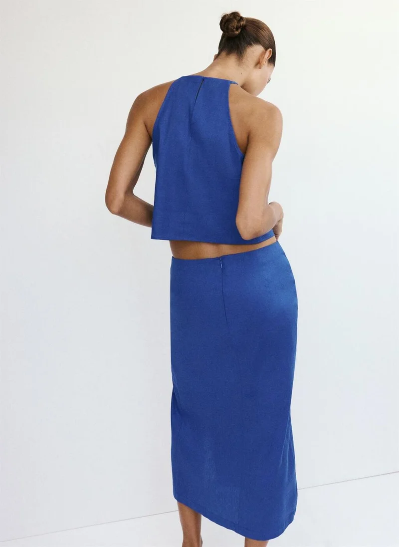 مانجو Midi Skirt In A Linen-Cotton Blend