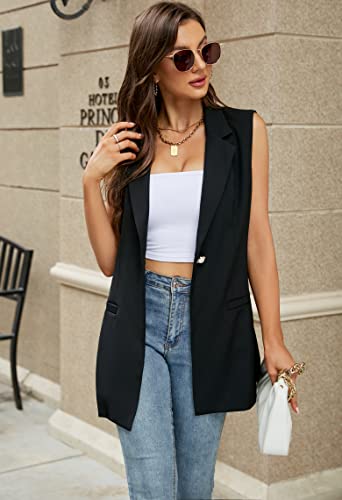 Kedera Women's Sleeveless Vest Blazer Fully Lined Spring Casual Open Front Work Office Tops Jacket Pockets - Image 5