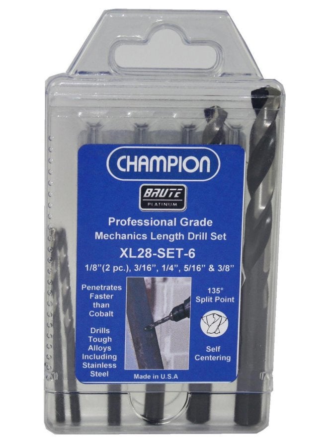 Cutting Tool XL28-SET-6 Brute Platinum Mechanics Length Twist Drill Bits Set, 6-Piece