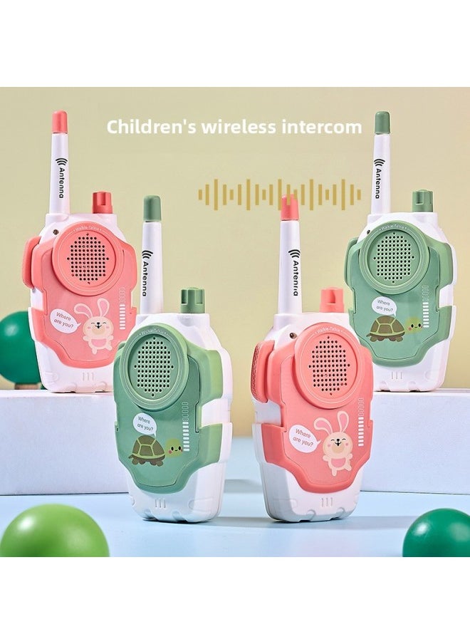 null - Children's Smart Wireless Interphone Toy Remote Conversation Handheld Paging Machine Stall Wholesale-Color:Pink Single [upgrade 300 M]]-Specifications:Color Box (battery + Lanyard) - Image 1