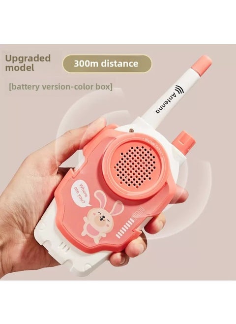 Children's Smart Wireless Interphone Toy Remote Conversation Handheld Paging Machine Stall Wholesale-Color:Pink Single [upgrade 300 M]]-Specifications:Color Box (battery + Lanyard)