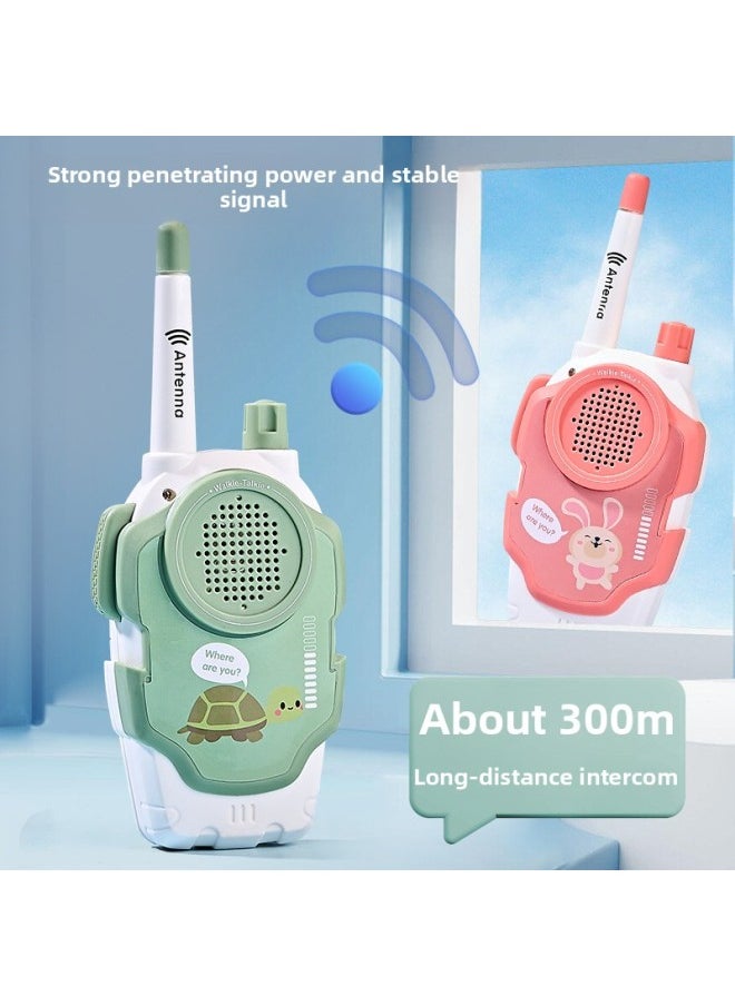 null - Children's Smart Wireless Interphone Toy Remote Conversation Handheld Paging Machine Stall Wholesale-Color:Pink Single [upgrade 300 M]]-Specifications:Color Box (battery + Lanyard) - Image 1