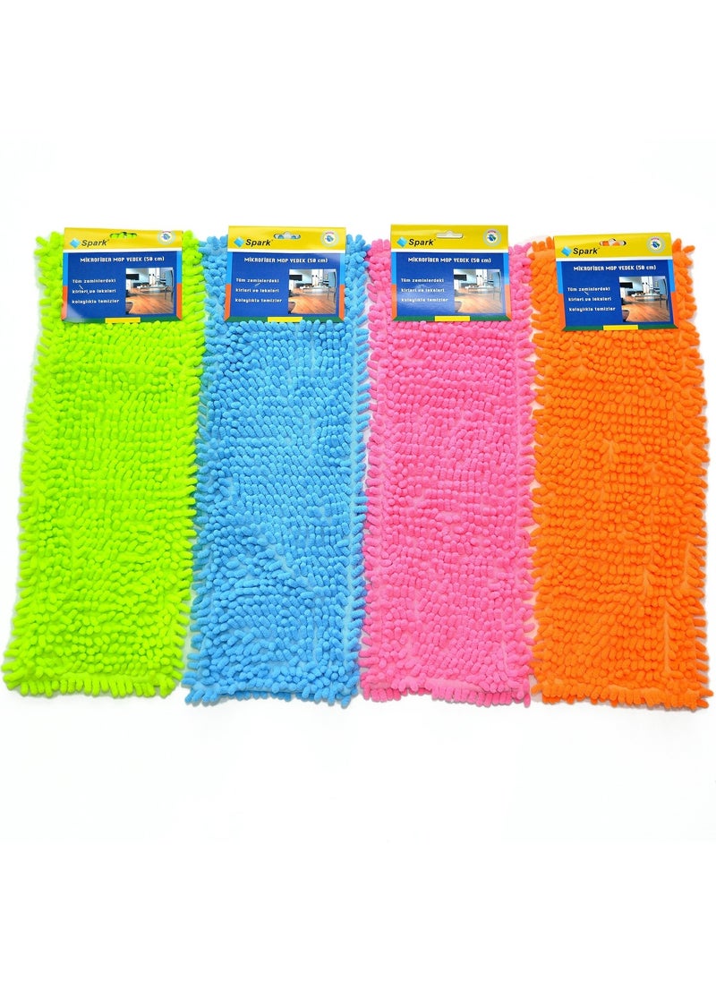 Spark 1050 (4' Piece) Moist Pasta Mop Tip Microfiber Chenille Mop Spare 50 Cm. Mix Colors (4 Pieces)  - Image 1