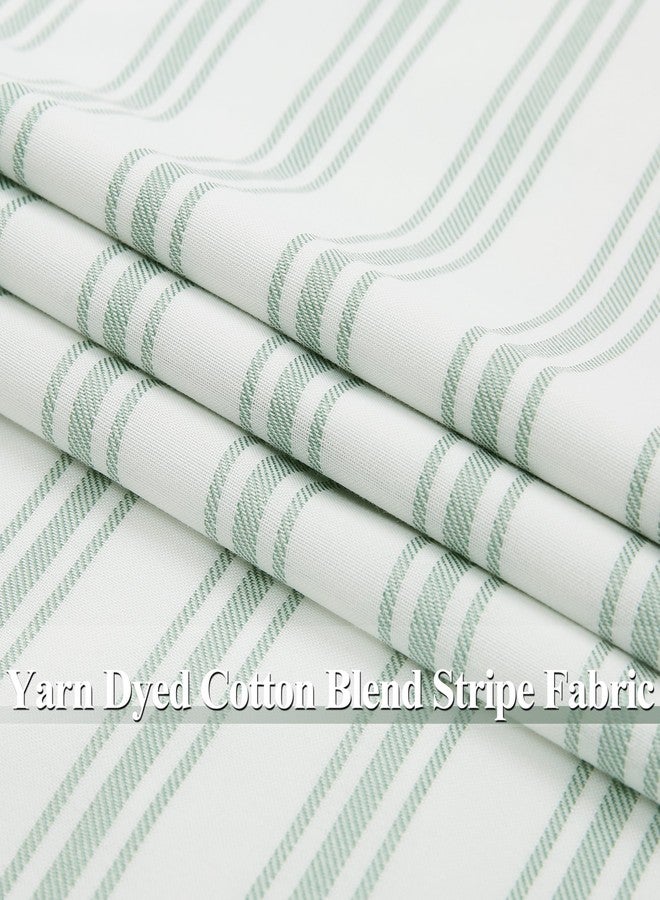 ZJDECOR 84 Inches Long Green White Stripe Full Blackout Curtains,Cotton Blend Room Darkening Striped Drapes,Farmhouse Window Treatment for Living Room Bedroom,Back Tab Rod Pocket,55"Wx84"L(Pack of 2) - Image 5