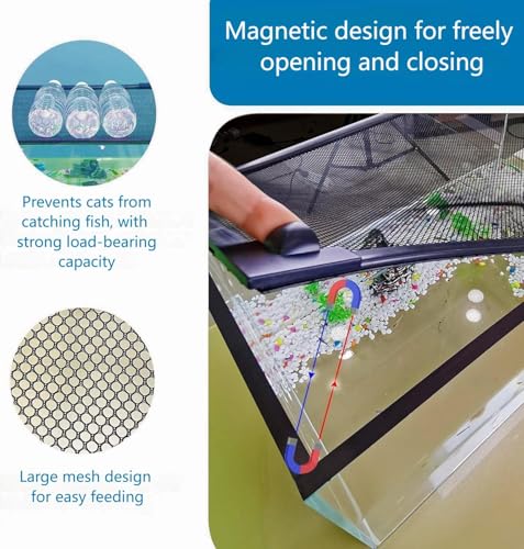 JOOFAN DIY Magnetic Fish Tank lid Cover Protective net Reptile Tank lid Aquarium lid 37"X18" Keep Fish from Jumping Out Prevent Reptiles, Turtles, etc., from Escaping - Image 4