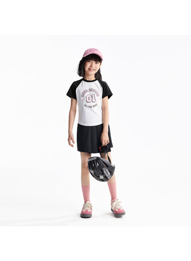 Annil Girls' Round Neck Short-sleeve T-shirt, Summer New Casual Cool-feeling Quick-dry Breathable Stretchy Fashion - Image 3