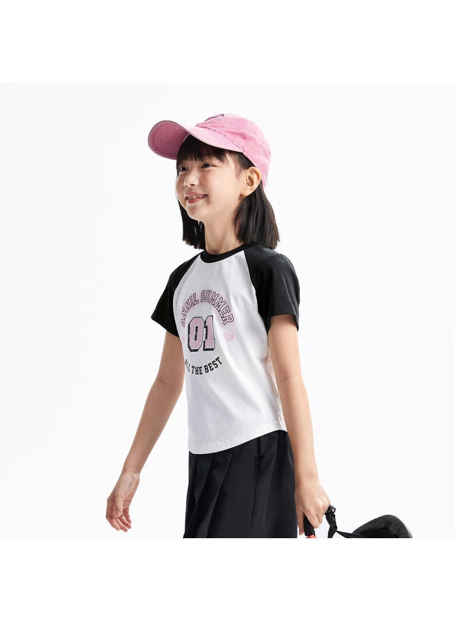 Annil Girls' Round Neck Short-sleeve T-shirt, Summer New Casual Cool-feeling Quick-dry Breathable Stretchy Fashion - Image 2