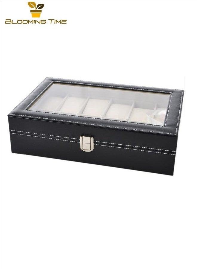 بلومنغ تايم 12-أرقام ووتش مربع ، الراقية ووتش مربع التعبئة والتغليف ، الأزياء والجلود الغبار واقية ووتش مربع ، مجوهرات عرض مربع ، خشبية بو الجلود ووتش مربع ، ووتش مربع مع قفل - Image 5