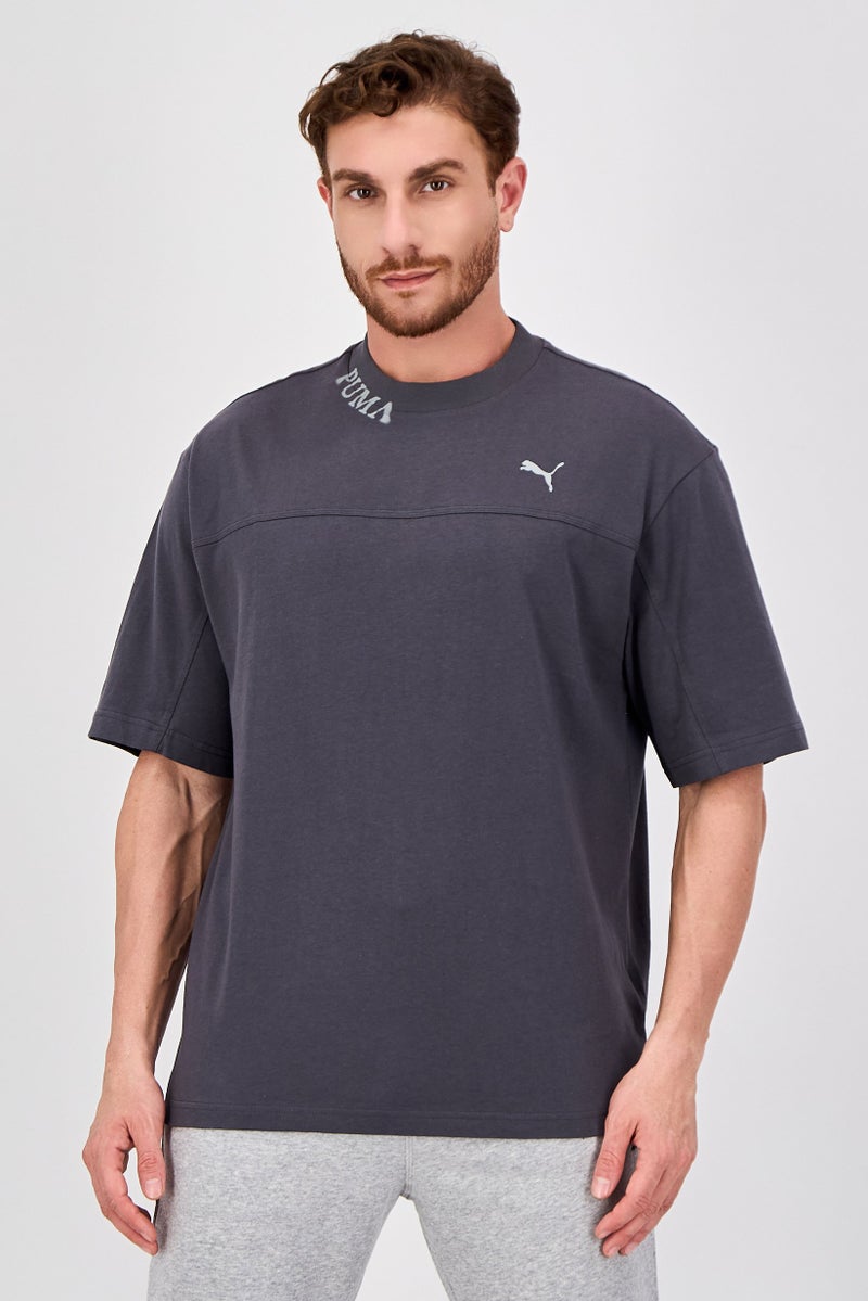 PUMA تي شيرت رياضي للرجال بأكمام قصيرة مناسب في الهواء الطلق، رمادي - Image 1