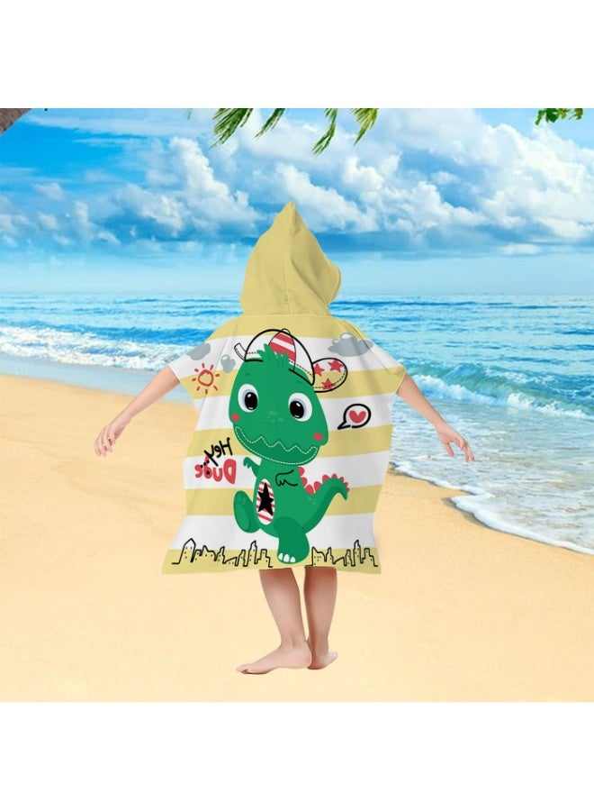 Children's Hooded Poncho Towel, Quick-Dry Dinosaur Street Style Beach Swim Bath Poncho - Image 4