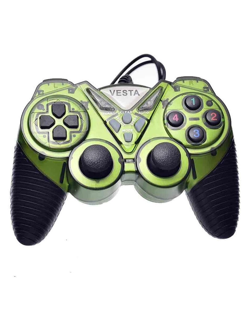 Enhanced Dual Turbo Wired Gamepad for PC/Laptop - Immersive Vibration (White & Green) - Image 2