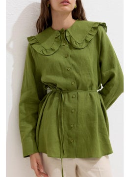 Linen Shirt with Collar Detail Grass Green - pzsku/ZA44473E12BB3BED6237CZ/45/_/1725790054/a1abb1f2-16ec-4f4a-879d-620017e691e7