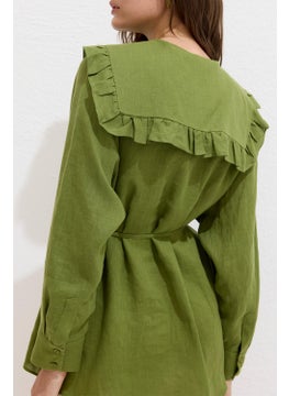 Linen Shirt with Collar Detail Grass Green - pzsku/ZA44473E12BB3BED6237CZ/45/_/1728060889/db1d21d4-adc9-4c45-bd1f-a467d96e00bb