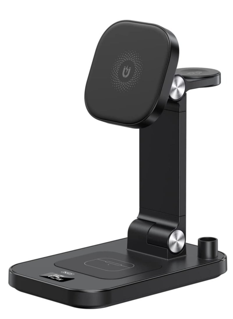XO Tk23 4 In 1 Magnetic Wireless Charger And Mobile Phone Holder Foldable Portable Design Support Mobile Phone, Smart Watch, Earphone, Smart Pencil At On Time - Image 3