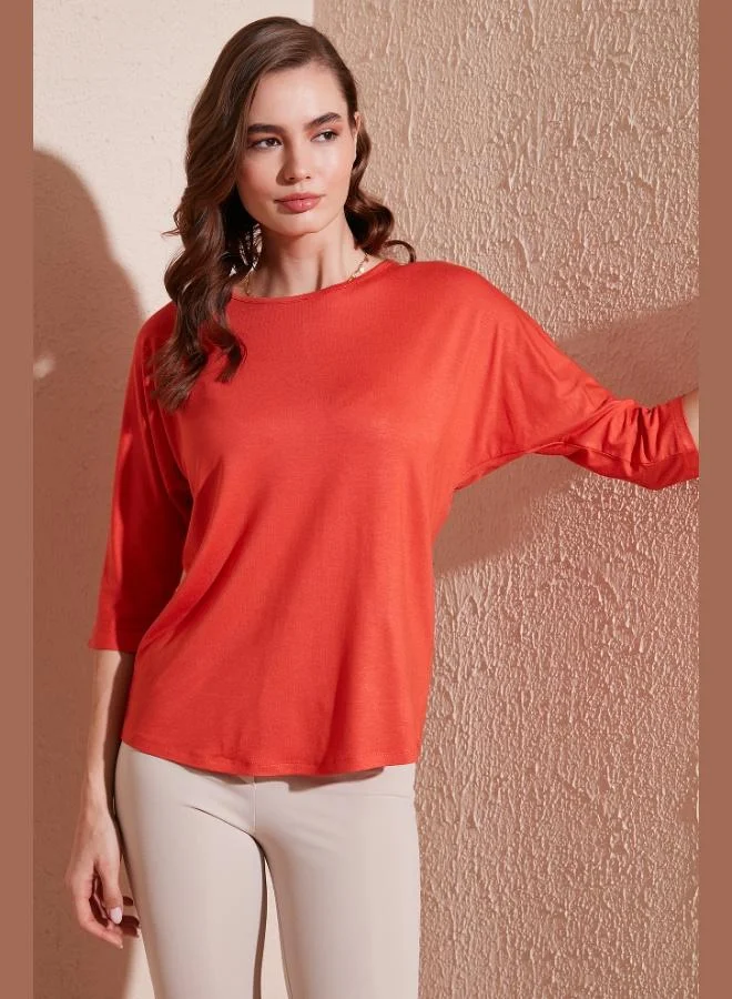 Lela Lela Crew Neck Truvakar Sleeve Blouse Women's Blouse 5861416Y