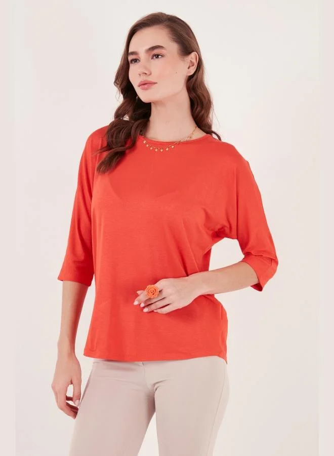 Lela Lela Crew Neck Truvakar Sleeve Blouse Women's Blouse 5861416Y