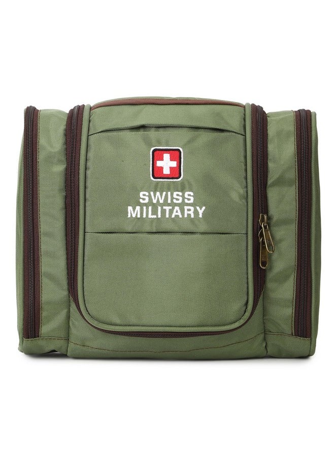 SWISS MILITARY - Swiss Military Toiletry Bag for Men, Women| Makeup Pouch for Travelling, Travel Organizer,Water Resistant, Premium Polyester, Multiple Compartments with Quick Access Pocket,Durable Zippers,Green,1 - Image 1