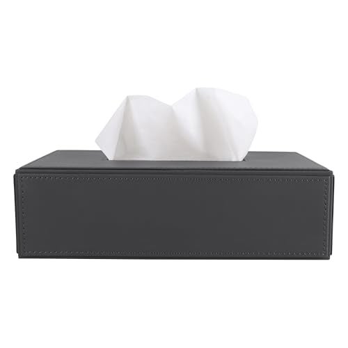 V-CUBE DESIGNS Premium Vegan Leather Tissue Box Holder | Paper Napkin Holder | Sturdy Tissue Case/Cover/Dispenser/Organizer for Home/Bathroom/Office/Table/Desk/Car | Grey - Image 2