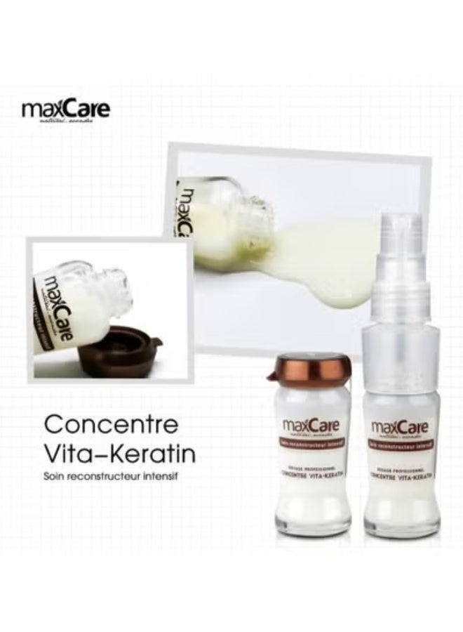 Maxcare Max Care Vita Keratin Concentrate for Weak Hair Intensive Repair Treatment, 15 x 12 ml, Professional Packs - Image 4