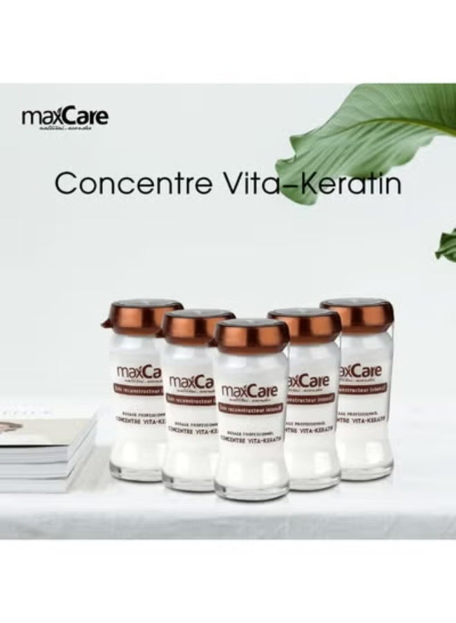 Maxcare Max Care Vita Keratin Concentrate for Weak Hair Intensive Repair Treatment, 15 x 12 ml, Professional Packs - Image 5