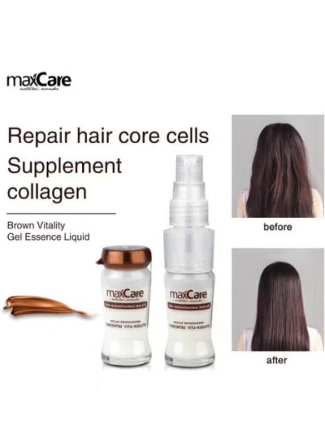 Maxcare Max Care Vita Keratin Concentrate for Weak Hair Intensive Repair Treatment, 15 x 12 ml, Professional Packs - Image 3