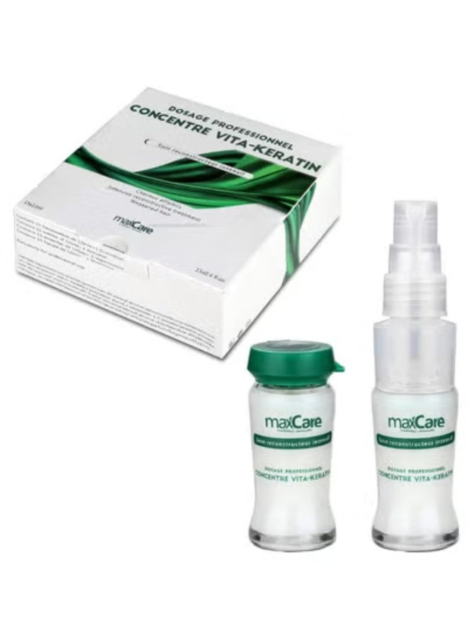 Maxcare Max Care Vita Keratin Concentrate for Weak Hair Intensive Repair Treatment, 15 x 12 ml, Professional Packs - Image 1