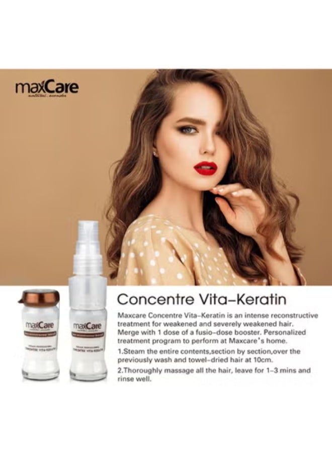 Maxcare Max Care Vita Keratin Concentrate for Weak Hair Intensive Repair Treatment, 15 x 12 ml, Professional Packs - Image 2