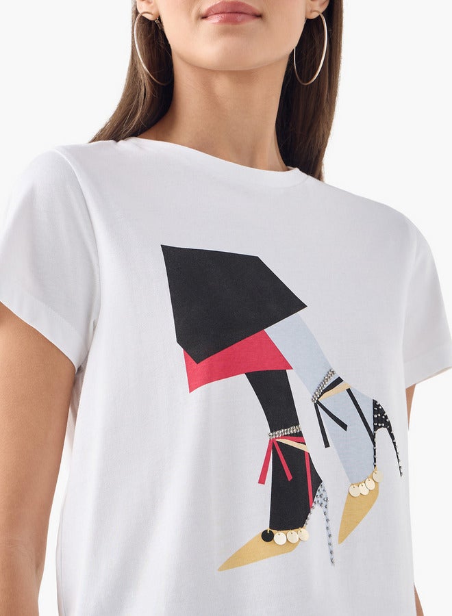 سبلاش فيڤ تيشيرت بياقة مستديرة مطرز بأكمام قصيرة - Image 4