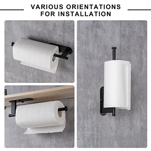 Honmein Paper Towel Holder, Upgrade SUS304 Stainless Steel Paper Towel Holder Under Cabinet, Bend-Resistant, Self-Adhesive or Drill mounting (2 Black) - Image 4