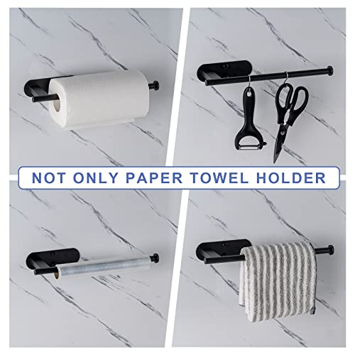 Honmein Paper Towel Holder, Upgrade SUS304 Stainless Steel Paper Towel Holder Under Cabinet, Bend-Resistant, Self-Adhesive or Drill mounting (2 Black) - Image 5