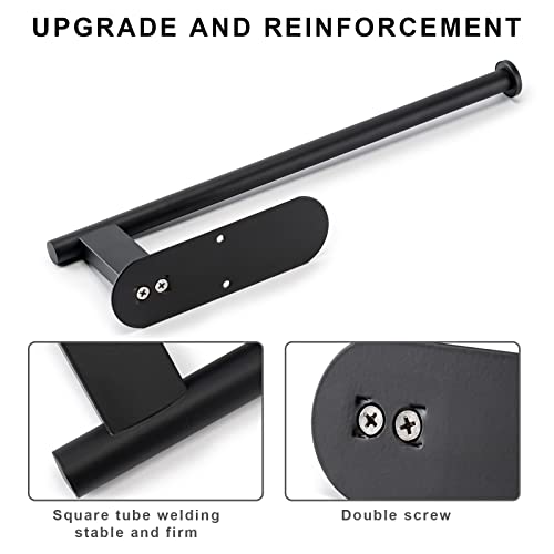 Honmein Paper Towel Holder, Upgrade SUS304 Stainless Steel Paper Towel Holder Under Cabinet, Bend-Resistant, Self-Adhesive or Drill mounting (2 Black) - Image 2