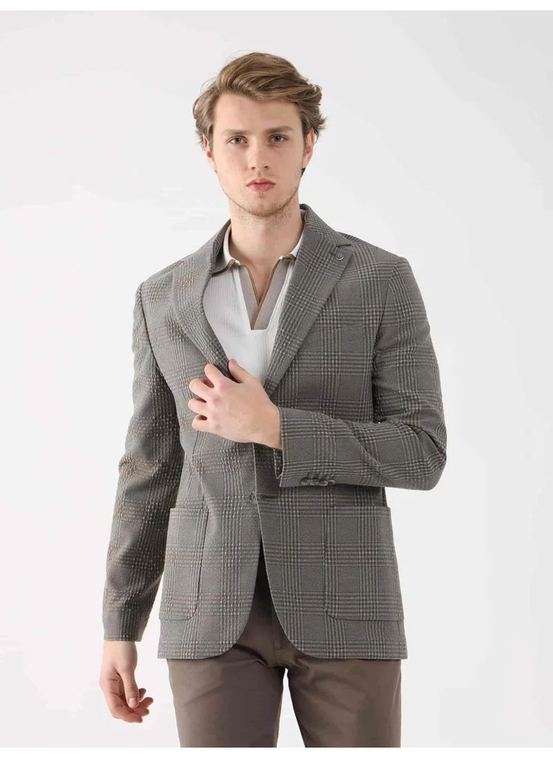 Dufy Brown Men's Slim Fit Mono Collar Jacket