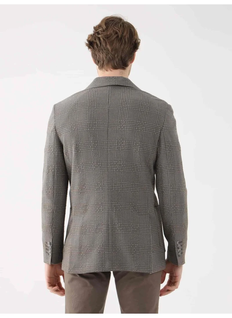 Dufy Brown Men's Slim Fit Mono Collar Jacket