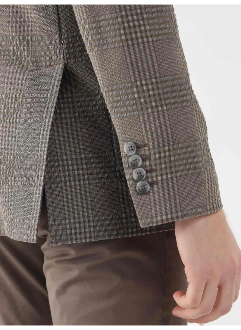 Dufy Brown Men's Slim Fit Mono Collar Jacket
