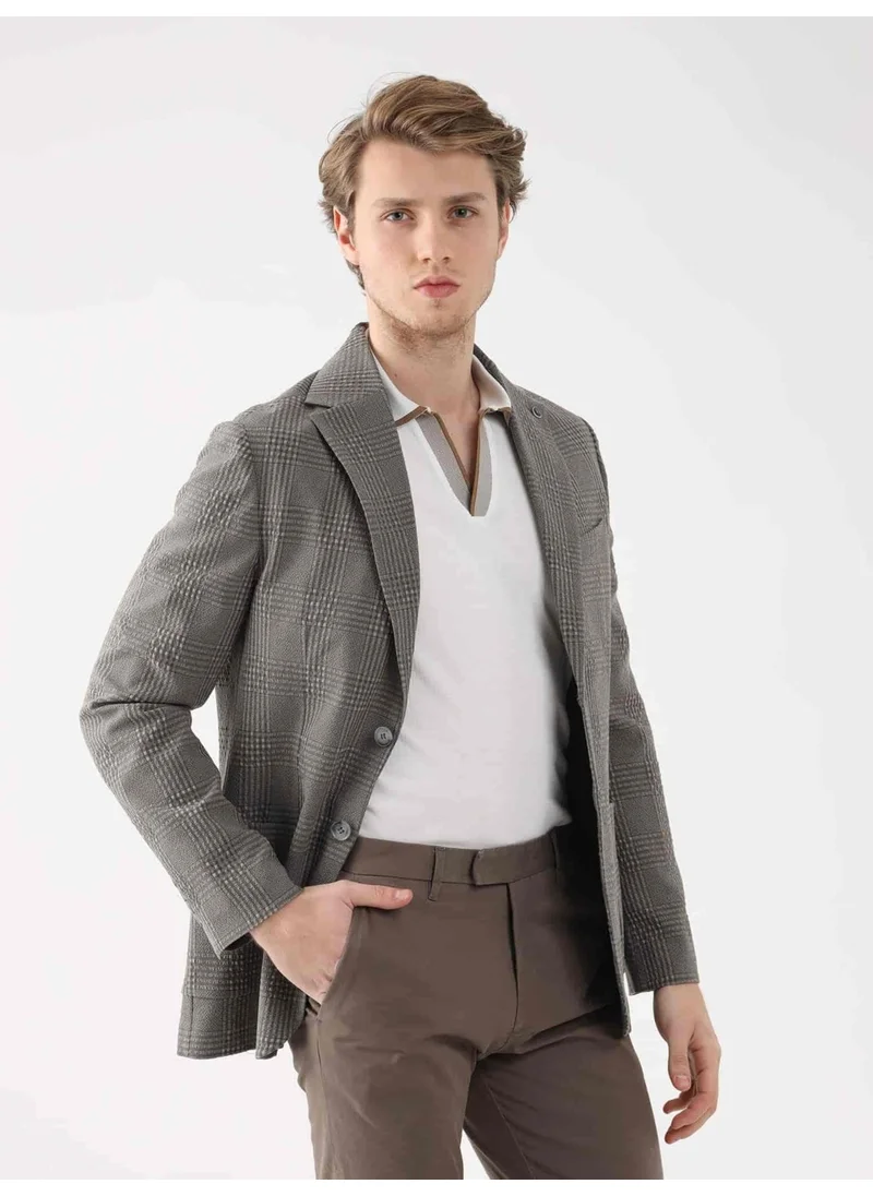 Dufy Brown Men's Slim Fit Mono Collar Jacket