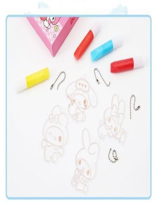 SQUICKLE DIY Soft Glue Painting Craft Kits || Crystal Paint Arts and Crafts Set with Crystal Pendant and Chains || Keychain Pendant Making Kit for Girls & Boys (Pack of 1) (Pink Rabbit) - Image 3