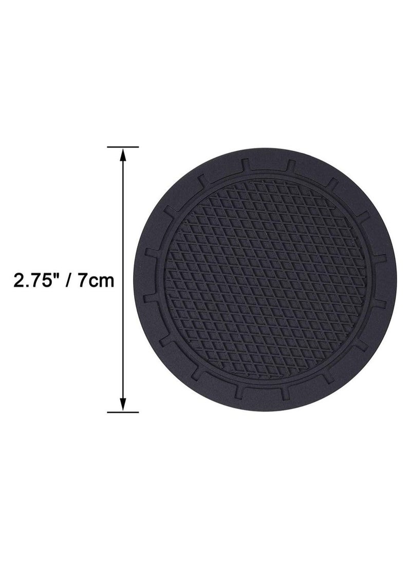 SYOSI Car Coasters, PVC Car Cup Holder Insert Coaster, Anti Slip Universal Vehicle Interior Accessories Cup Mats for Men or Women Black, 4 Pack - Image 3