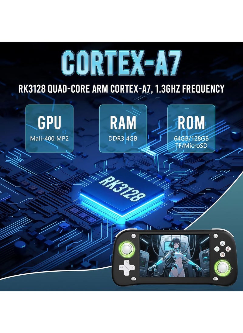 2025 XF43 Retro Handheld Game Console, Handheld Game Console Retro Handheld Game Console 4.3” IPS Screen, Hall Joystick & Triggers, RK3128 Gaming Chip, 3000mAh Battery, 30+ Emulators with preload game, HDMI 1.4 Output, Ergonomic Design, Classic Games Great Gift for Kids Adults