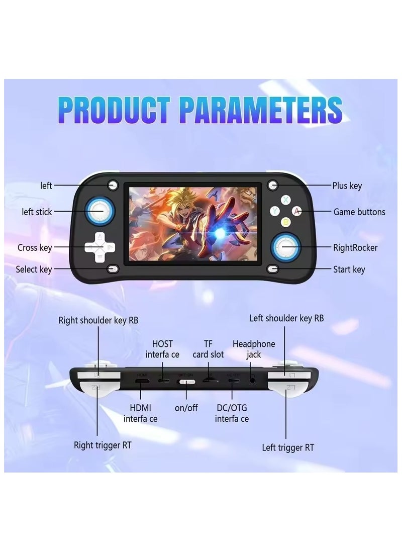 2025 XF43 Retro Handheld Game Console, Handheld Game Console Retro Handheld Game Console 4.3” IPS Screen, Hall Joystick & Triggers, RK3128 Gaming Chip, 3000mAh Battery, 30+ Emulators with preload game, HDMI 1.4 Output, Ergonomic Design, Classic Games Great Gift for Kids Adults