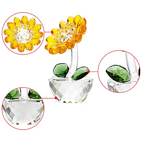OwnMy Crystal Sunflower with Bud Glass Sunflower Figurine Collectible, Small Sunflower Ornament Paperweight Table Decoration with Gift Box, Glass Bouquet Flowers Centerpieces for Home Decors - Image 4