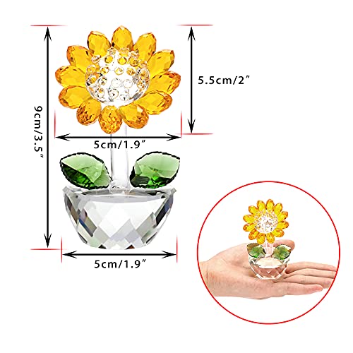 OwnMy Crystal Sunflower with Bud Glass Sunflower Figurine Collectible, Small Sunflower Ornament Paperweight Table Decoration with Gift Box, Glass Bouquet Flowers Centerpieces for Home Decors - Image 3