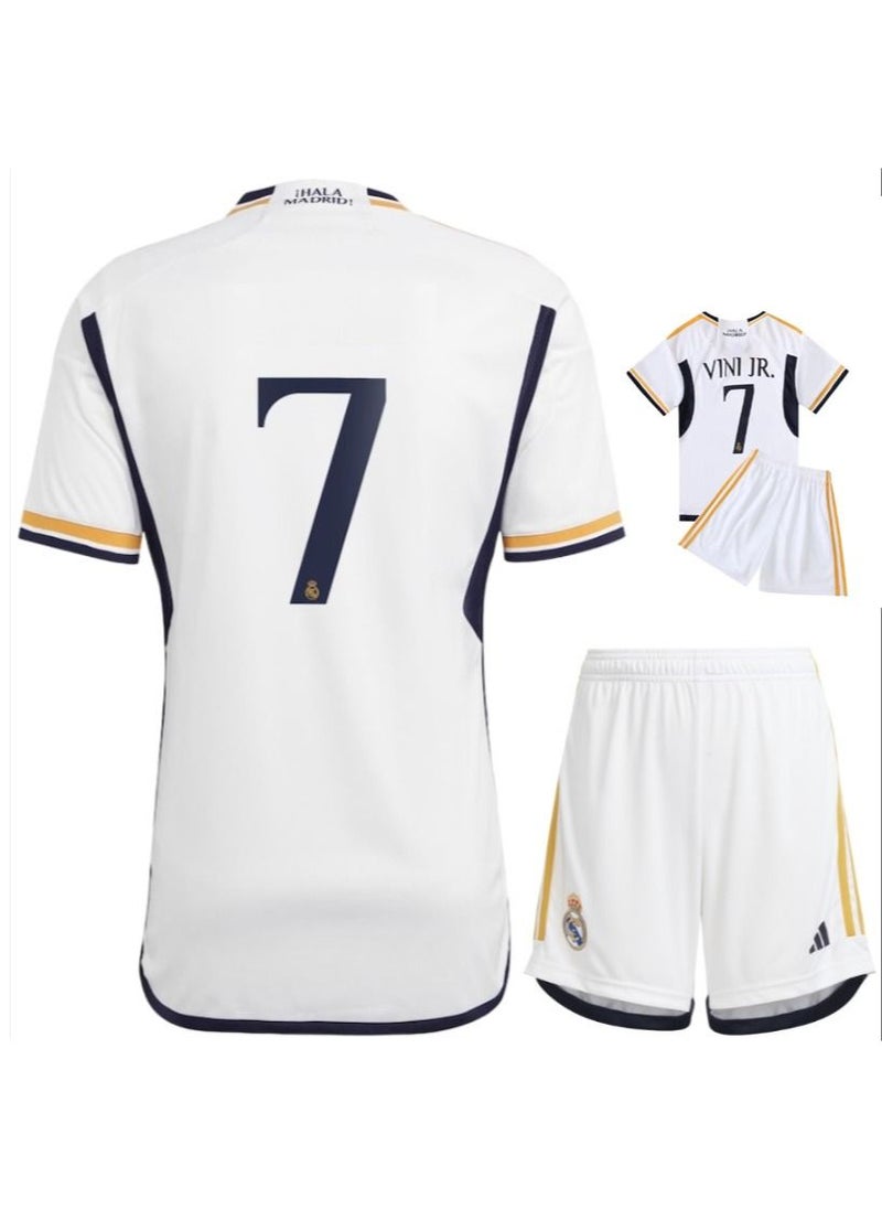 Real Madrid C.F. 23/24 الموسم الجديد ريال مدريد HOME لكرة القدم أطقم مشجعي كرة القدم جيرسي / السراويل هدية مجموعة أحجام الشباب وحجم الكبار  - Image 1