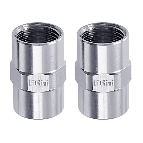 LitKiwi 2PCS Stainless Steel 304 Cast Pipe Fittings Coupling,1/2" Female NPT x 1/2" Female NPT Thread,Equal Hex Nipple Pipe Hose Connector Adapter for Brew Kit, Home Piping Application etc. - Image 4