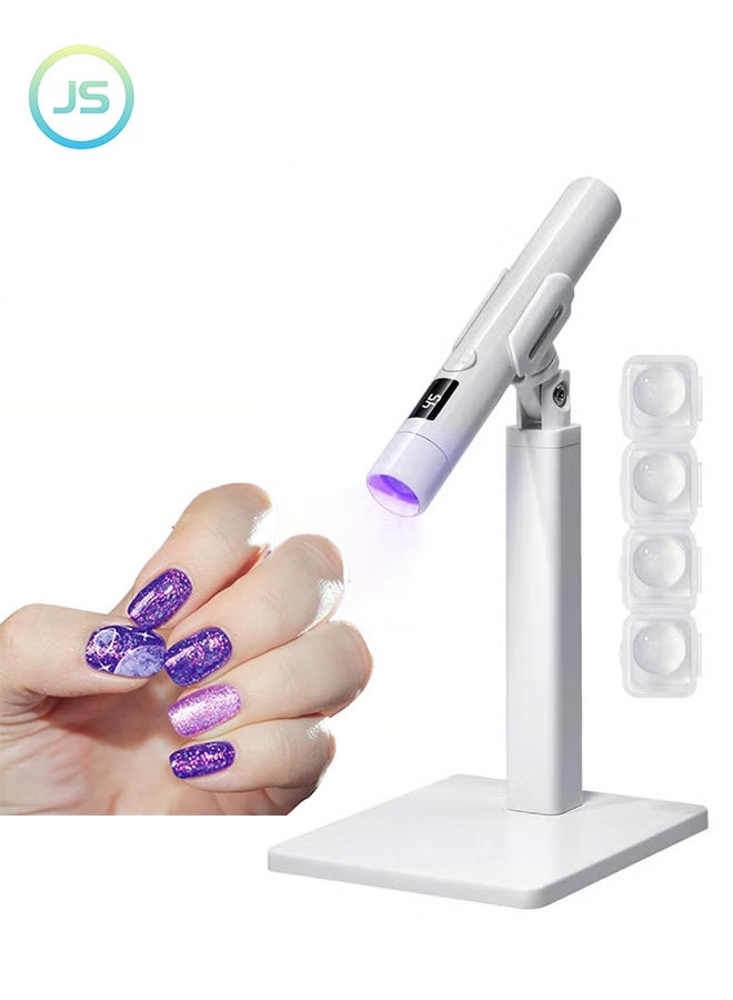 JS Rechargeable Handheld Mini UV Nail Lamp, Flash Cure Light for Gel Nails, LED Nail Lamp with Magnetic Stand, Fast Curing, Suitable for Home Manicure and Nail Salon - Image 1