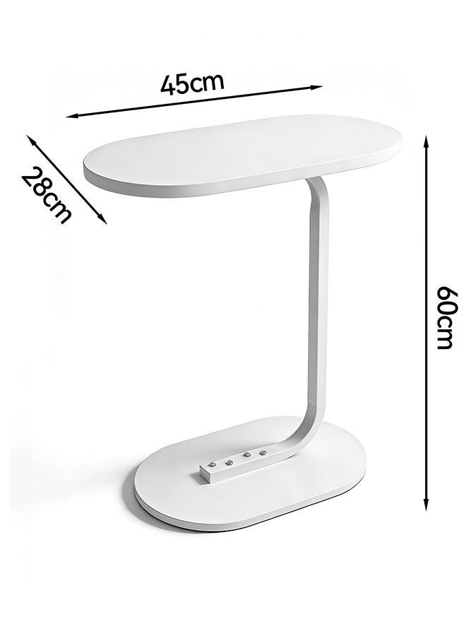 Migue home Modern Oval Nighstand, Side Table for Bedroom & Living Room, Modern and Sleek Design, 45cm L x 28cm W x 60cm H, White - Image 3